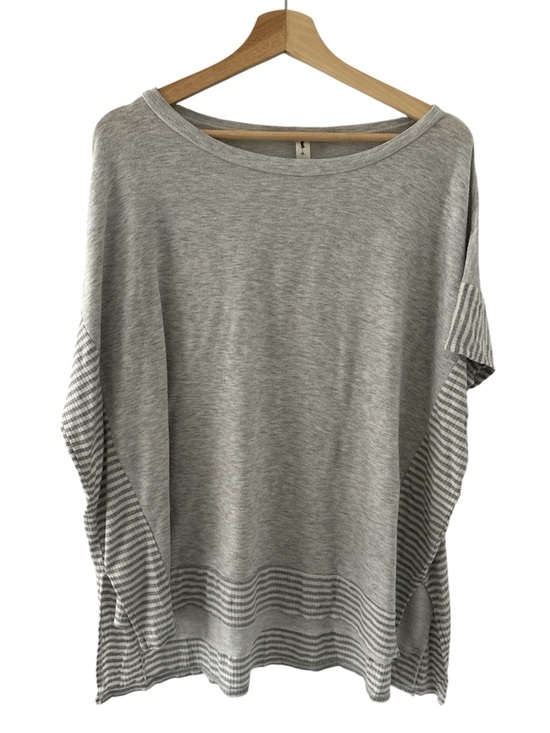 Vanilla Bay Tops - Vanilla Bay Gray White Striped Oversized Tunic Top Medium athleisure casual